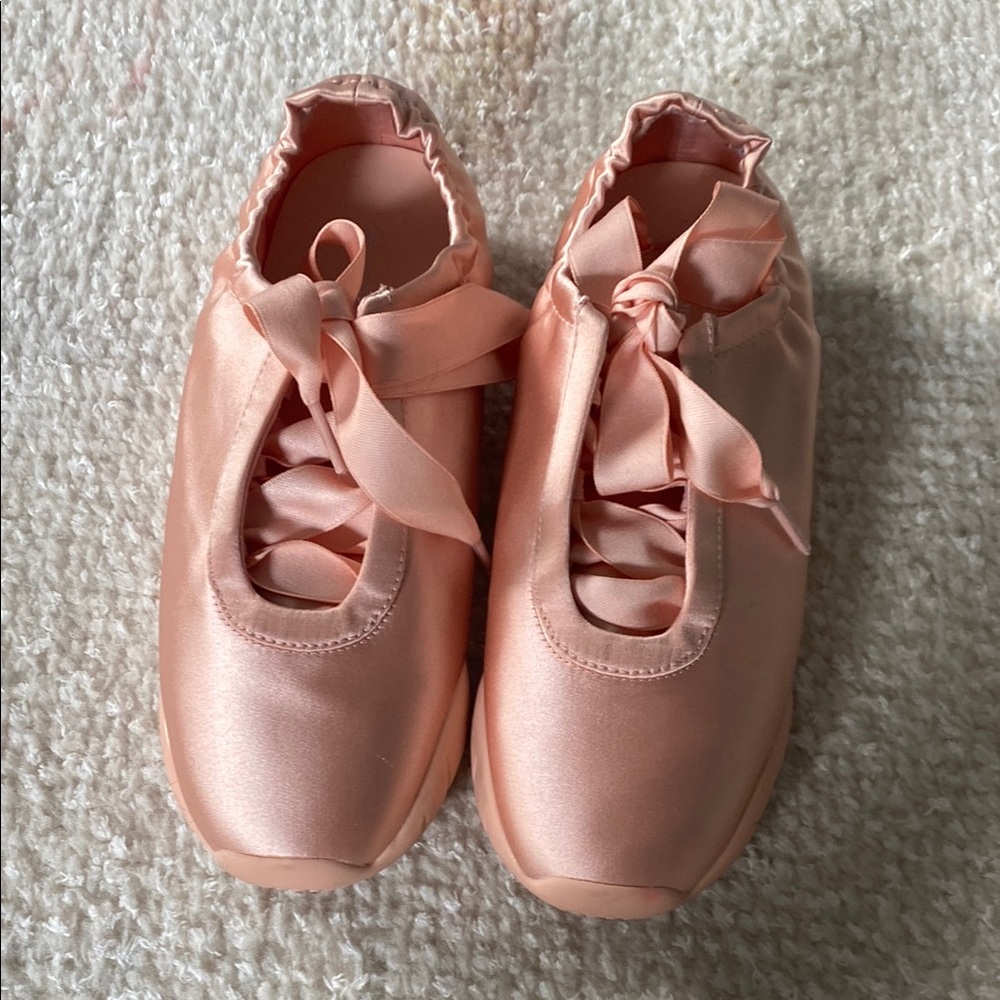 JW PEI Pink Sneakers Satin Finish Ribbon Ties